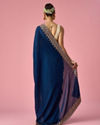 Mohey Women Blue Chinon Saree with Stone Work