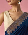 Mohey Women Blue Chinon Saree with Stone Work