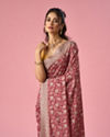Mohey Women Pink Chinon Saree with Stone Work