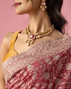 Mohey Women Pink Chinon Saree with Stone Work