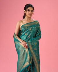 Mohey Women Elegance Embodied Rama Green Saree