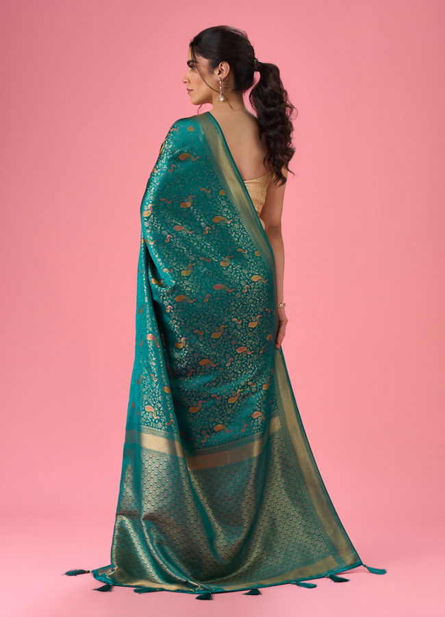 Mohey Women Elegance Embodied Rama Green Saree