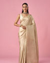 Mohey Women Cream Art Silk Saree with Weave Design