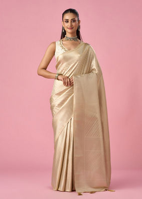 Mohey Women Cream Art Silk Saree with Weave Design