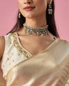 Mohey Women Cream Art Silk Saree with Weave Design