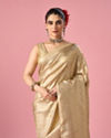 Mohey Women Cream Art Silk Banarasi Saree with Weave