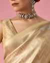 Mohey Women Cream Art Silk Banarasi Saree with Weave