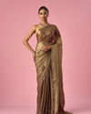Mohey Women Purple Organza Saree with Print and Stone Work