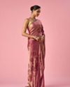 Mohey Women Pink Organza Saree with Stone Work