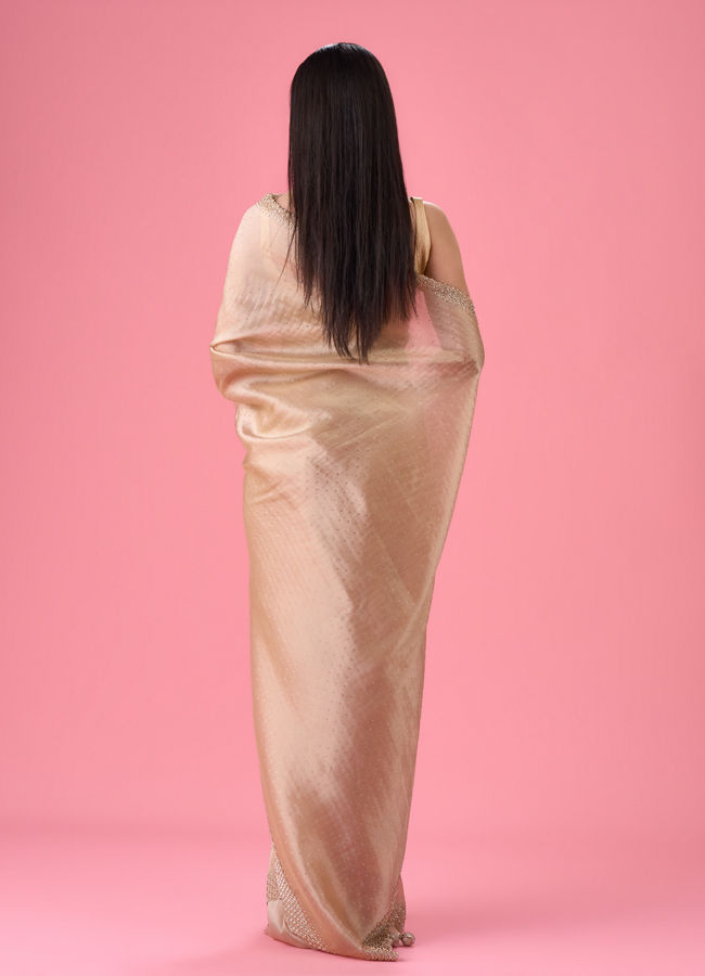 Mohey Women Exquisite Beige Organza Saree