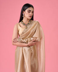 Mohey Women Exquisite Beige Organza Saree