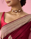 Mohey Women Wine Silk Saree with Stone Work