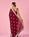 Mohey Women Wine Silk Saree with Stone Work
