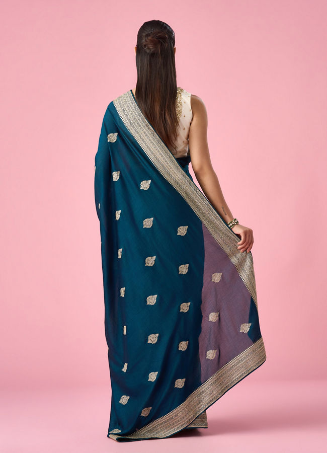 Mohey Women Blue Silk Saree with Zari Work
