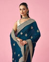 Mohey Women Blue Silk Saree with Zari Work