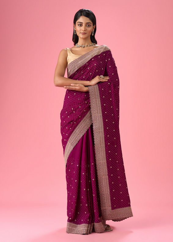 Mohey Women Wine Elegance Saree