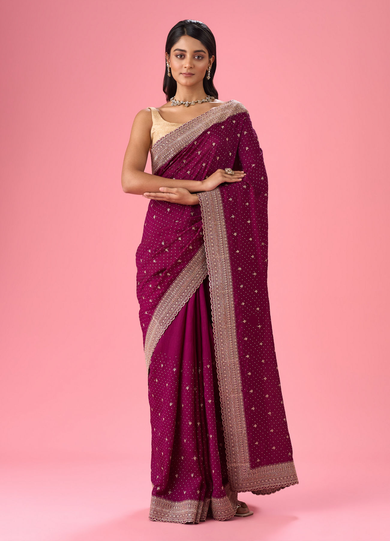 Mohey Women Wine Elegance Saree