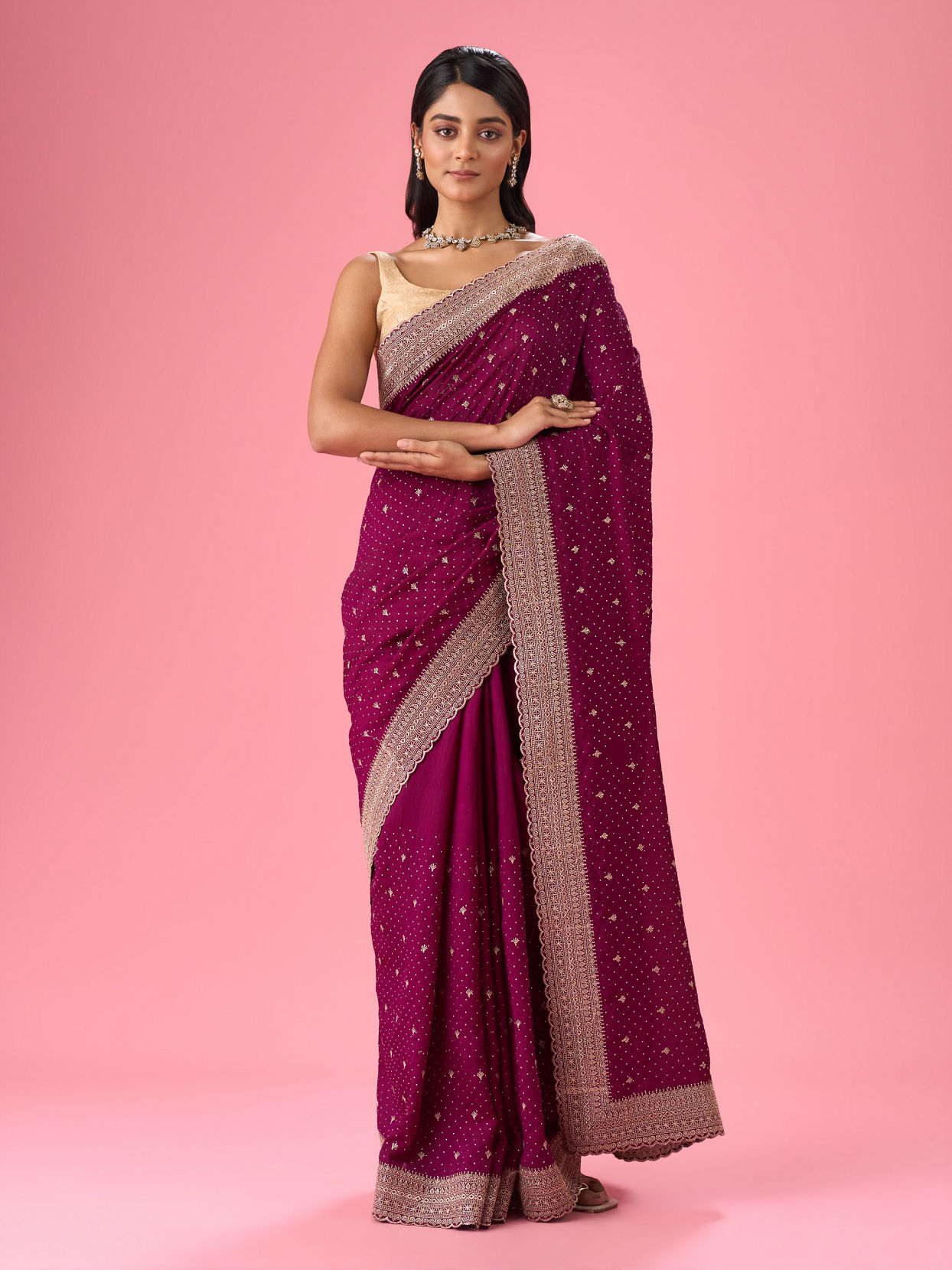 Mohey Women Wine Elegance Saree