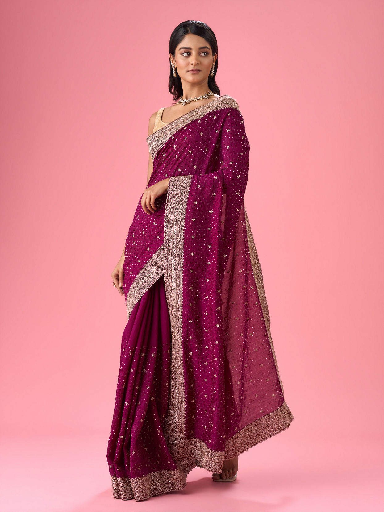 Mohey Women Wine Elegance Saree