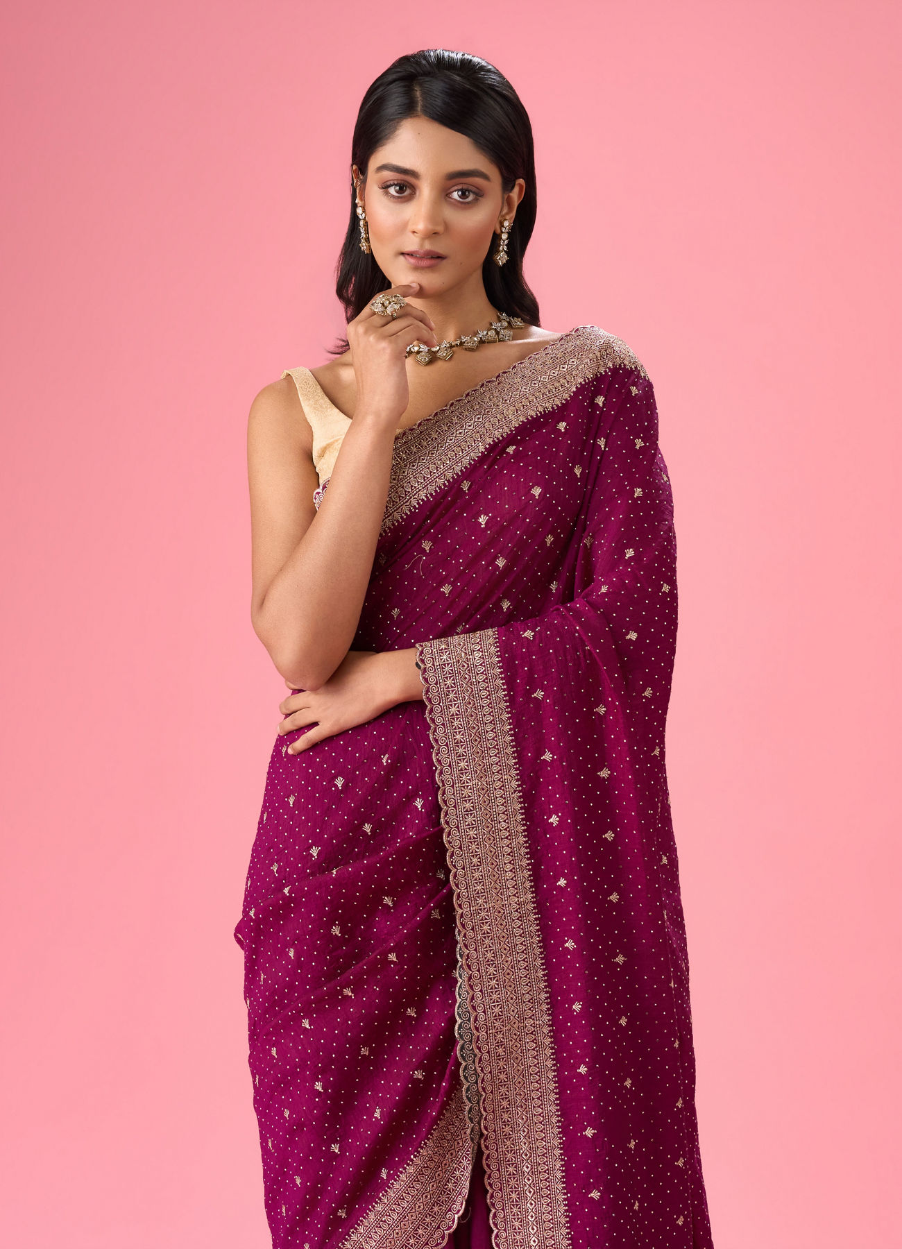 Mohey Women Wine Elegance Saree
