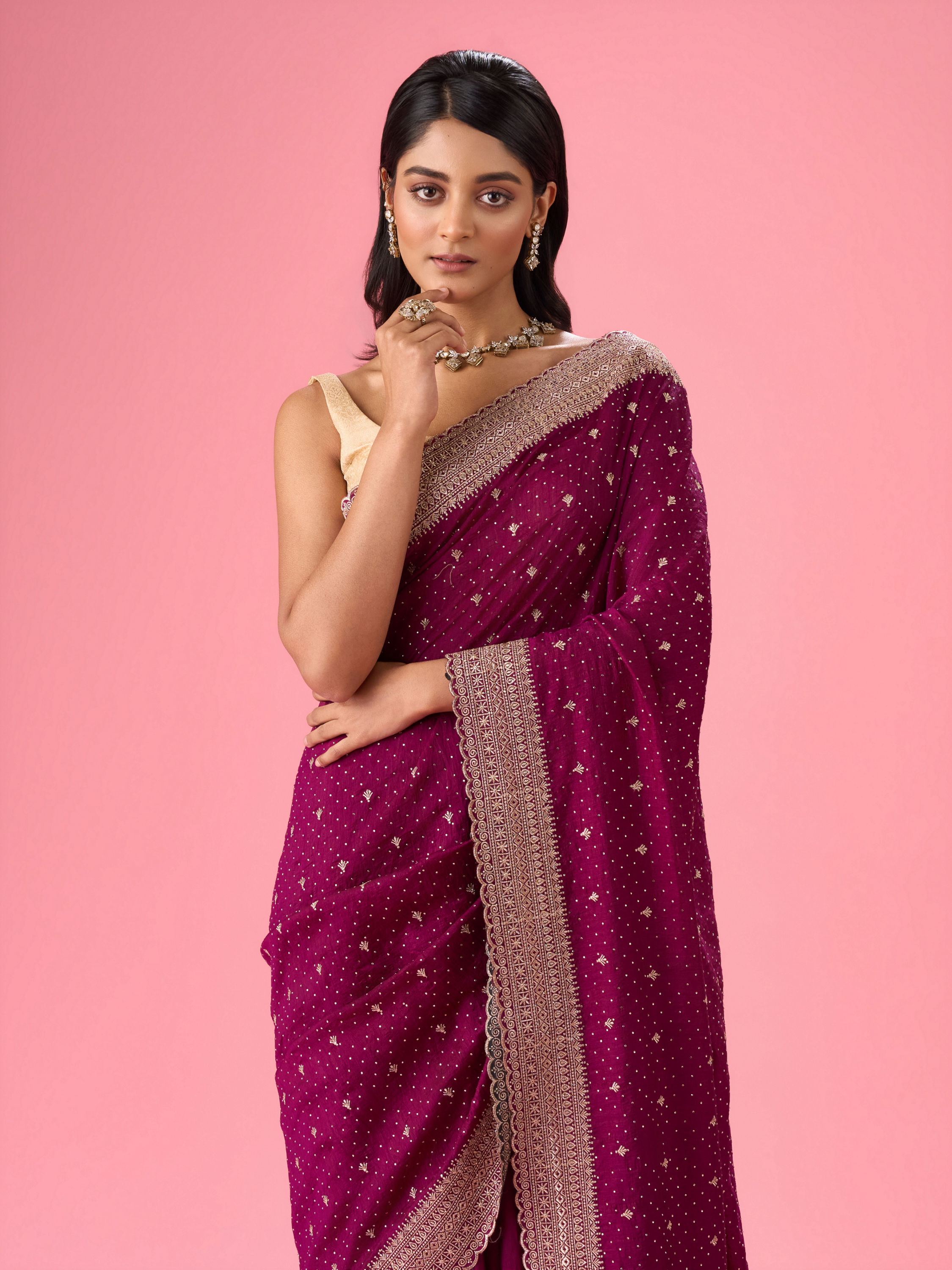 Mohey Women Wine Elegance Saree