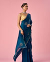 Mohey Women Green Organza Saree with Stone Work