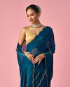 Mohey Women Green Organza Saree with Stone Work