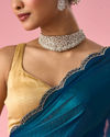 Mohey Women Green Organza Saree with Stone Work