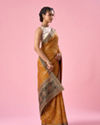 Mohey Women Mustard Yellow Art Silk Saree with Stone Work