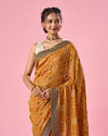 Mohey Women Mustard Yellow Art Silk Saree with Stone Work