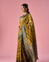 Mohey Women Green Art Silk Saree with Stripes
