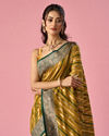 Mohey Women Green Art Silk Saree with Stripes