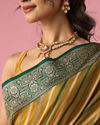 Mohey Women Green Art Silk Saree with Stripes