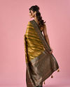 Mohey Women Green Art Silk Saree with Stripes