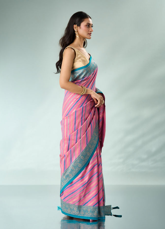 Mohey Women Pink Silk Saree with Weave