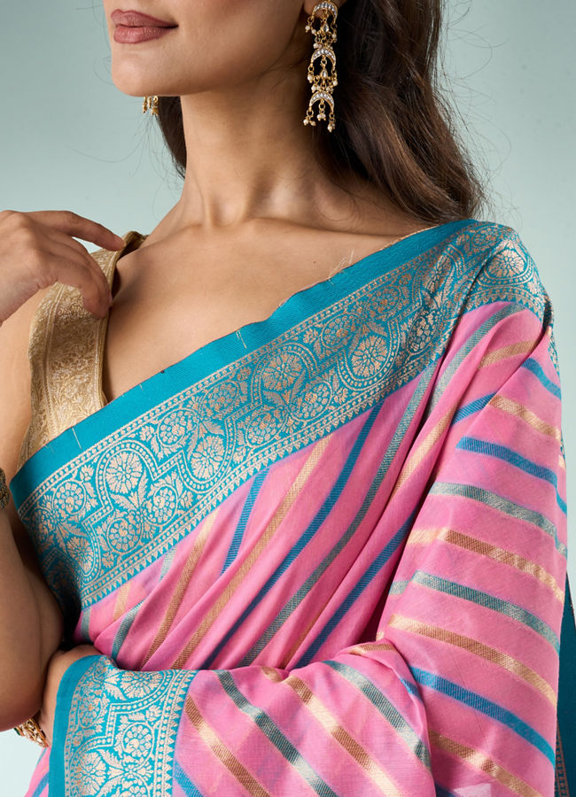 Mohey Women Pink Silk Saree with Weave