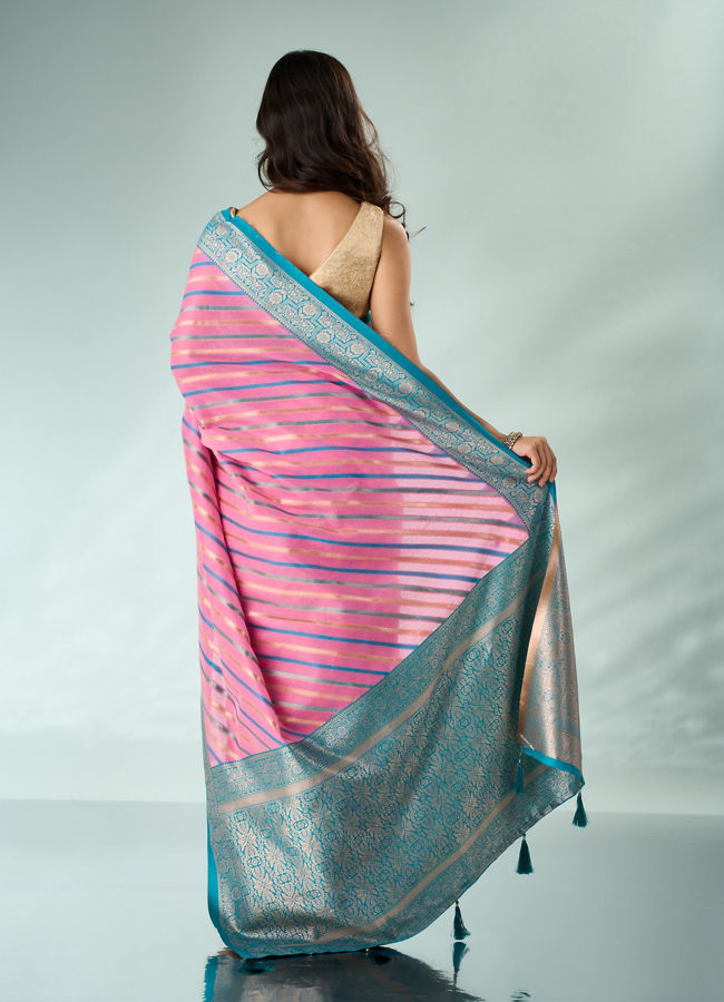 Mohey Women Pink Silk Saree with Weave