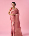 Mohey Women Dusty Pink Art Silk Banarasi Saree with Weave