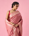 Mohey Women Dusty Pink Art Silk Banarasi Saree with Weave