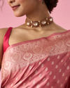 Mohey Women Dusty Pink Art Silk Banarasi Saree with Weave