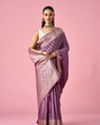 Mohey Women Purple Art Silk Banarasi Saree with Weave Design