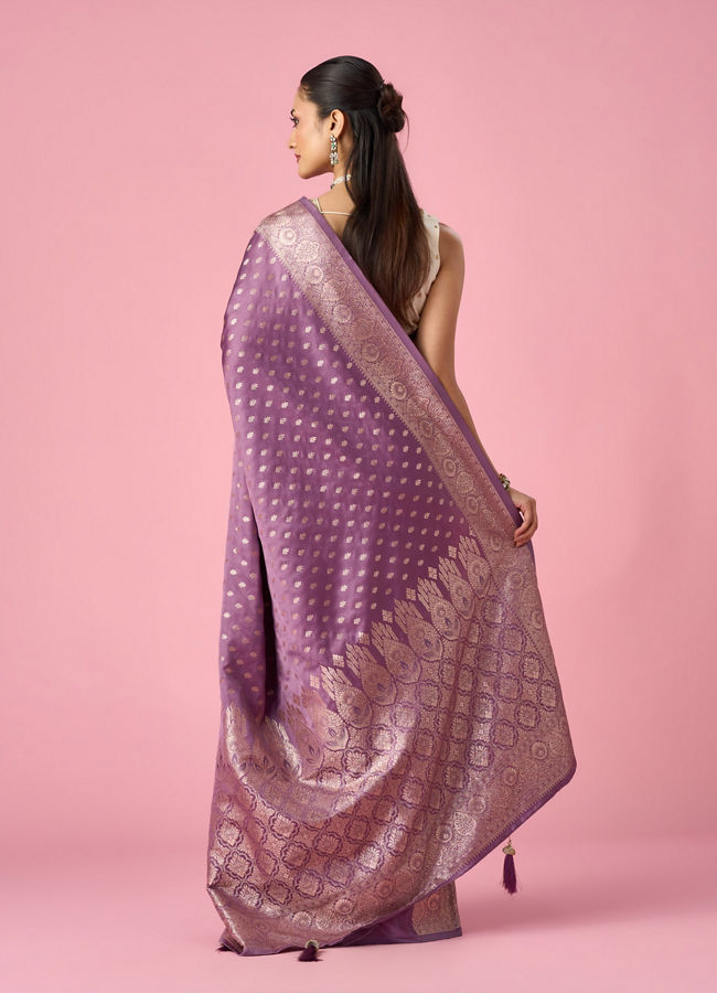 Mohey Women Purple Art Silk Banarasi Saree with Weave Design