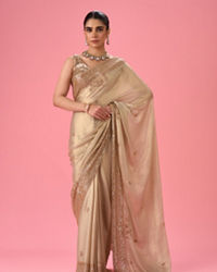 Mohey Women Elegant Chiffon Cream Saree