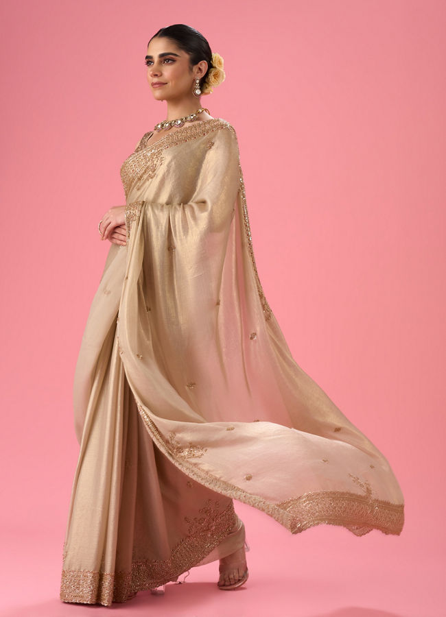 Mohey Women Elegant Chiffon Cream Saree