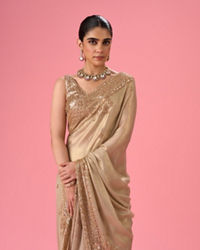 Mohey Women Elegant Chiffon Cream Saree