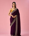 Mohey Women Purple Art Silk Saree with Stone Work