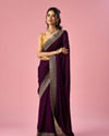Mohey Women Purple Art Silk Saree with Stone Work