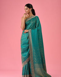 Mohey Women Radiant Rama Green Banarasi Saree