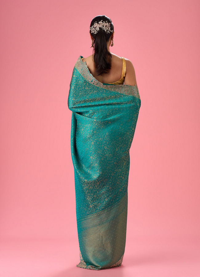 Mohey Women Radiant Rama Green Banarasi Saree