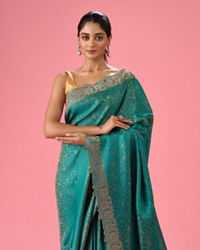 Mohey Women Radiant Rama Green Banarasi Saree